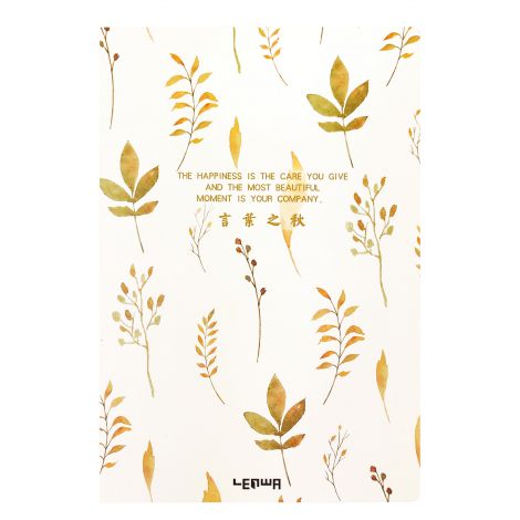 Szkicownik szyty Lenwa A5/100/100g kremowy + 80g craft Liście
